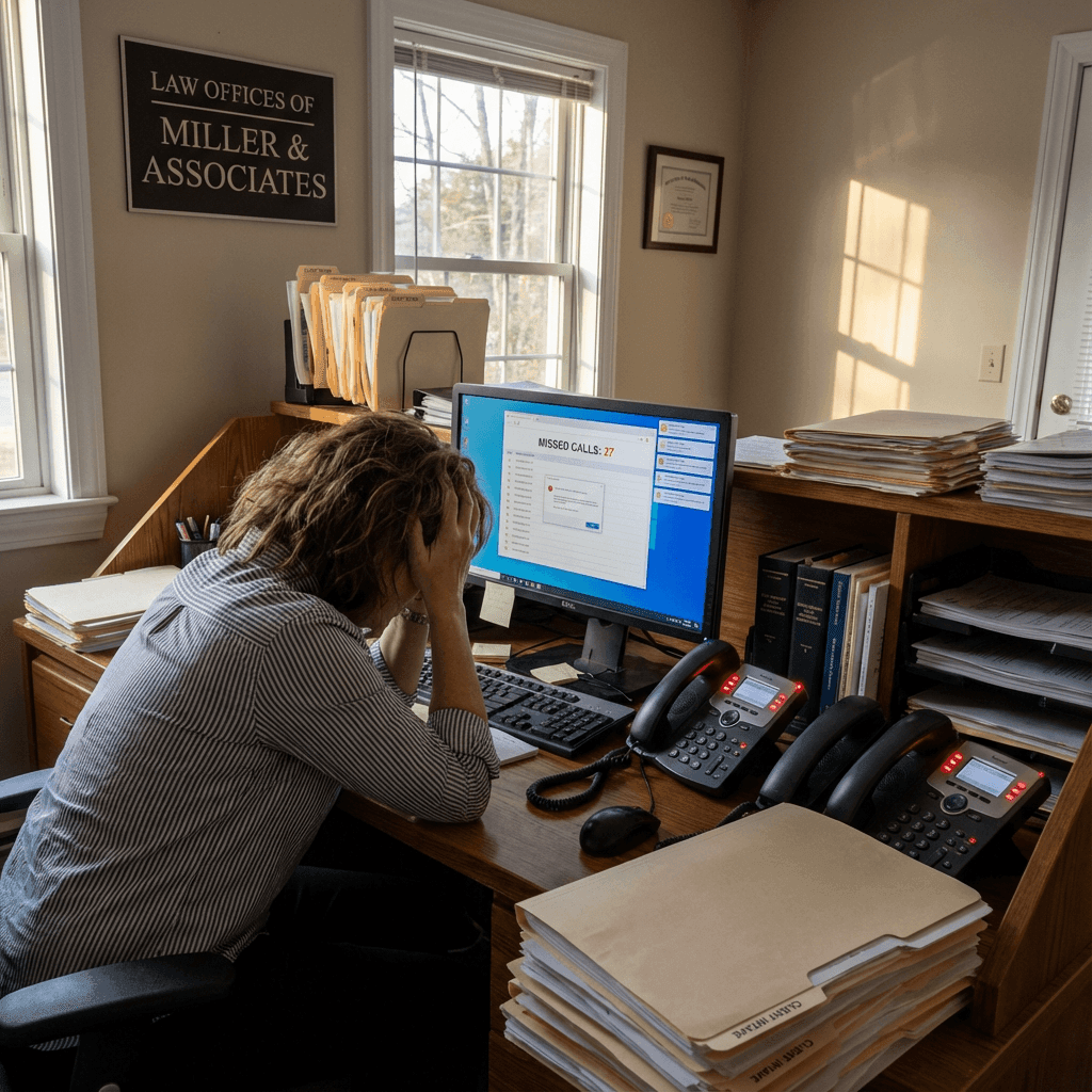 Law firm receptionist overwhelmed with missed calls and ringing phones